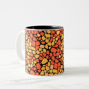 Mosaik-Abstraktmuster-Fliese gelb orange schwarz Zweifarbige Tasse