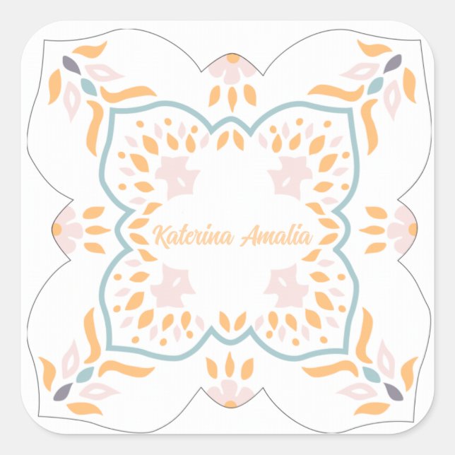 Mosaik am Meer Quadratischer Aufkleber (Vorderseite)