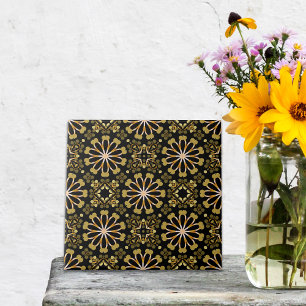 Mosaik Arabesque Gold und Schwarz Geometrisches Mu Fliese