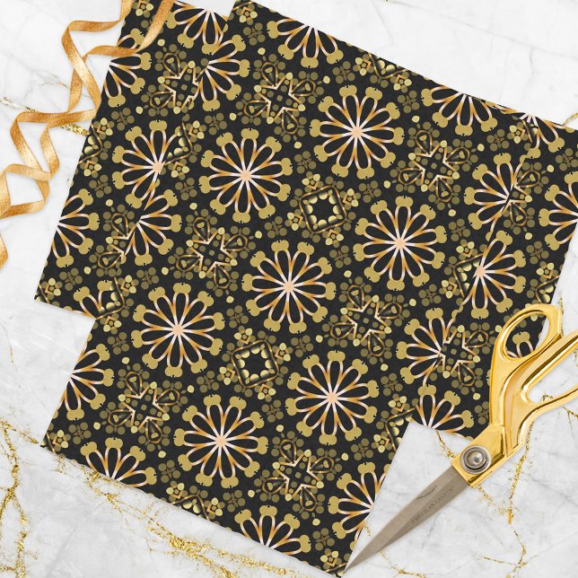 Mosaik Arabesque Gold und Schwarz Geometrisches Mu Seidenpapier (Von Creator hochgeladen)