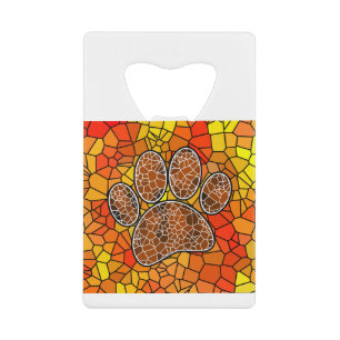 Mosaik Art Dog Paw Print Geldbeutel Flaschenöffner