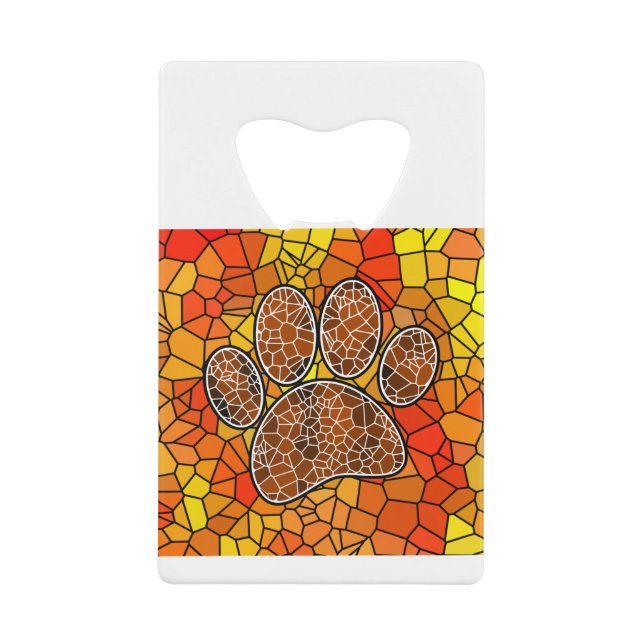 Mosaik Art Dog Paw Print Geldbeutel Flaschenöffner (Vorderseite)