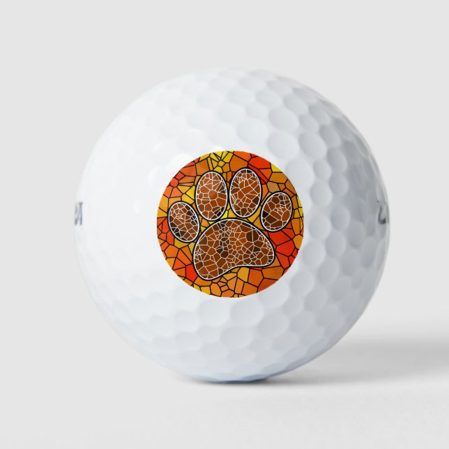 Mosaik Art Dog Paw Print Golfball (Vorderseite)