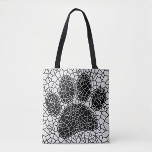 Mosaik Art Dog Paw Print in Schwarz-Weiß