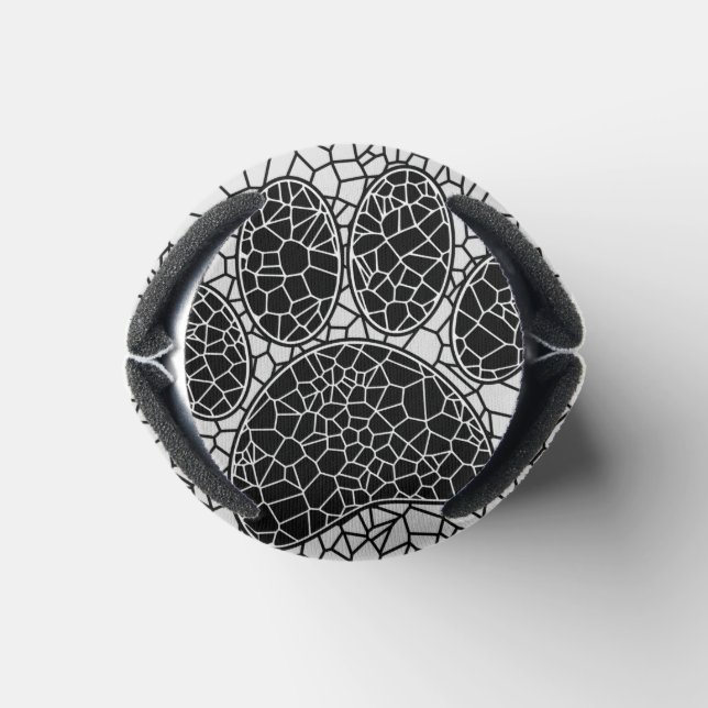 Mosaik Art Dog Paw Print in Schwarz-Weiß Dosenkühler (Unterseite)