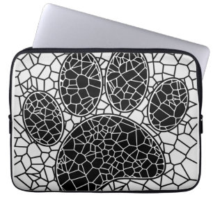 Mosaik Art Dog Paw Print in Schwarz-Weiß Laptopschutzhülle
