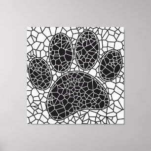 Mosaik Art Dog Paw Print in Schwarz-Weiß Leinwanddruck