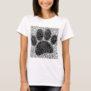 Mosaik Art Dog Paw Print in Schwarz-Weiß T-Shirt