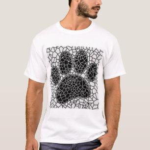Mosaik Art Dog Paw Print in Schwarz-Weiß T-Shirt