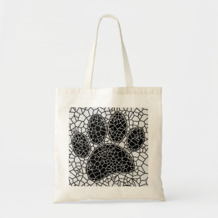 Mosaik Art Dog Paw Print in Schwarz-Weiß Tragetasche