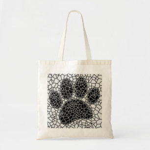 Mosaik Art Dog Paw Print in Schwarz-Weiß Tragetasche