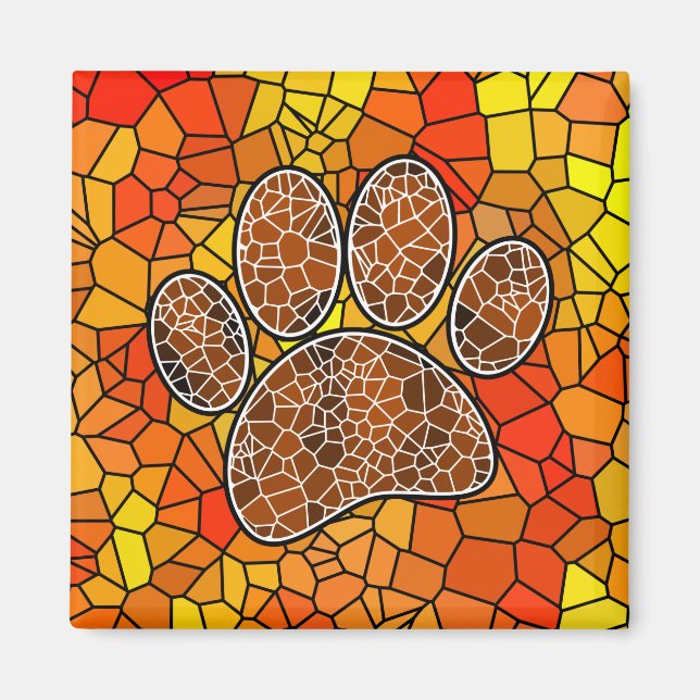 Mosaik Art Dog Paw Print Magnet (Vorne)
