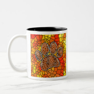 Mosaik Art Dog Paw Print Zweifarbige Tasse