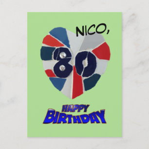 Mosaik Art Postcard zum 80. Geburtstag Postkarte