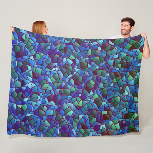 Mosaik aus geflecktem oder geräuchertem lila blau  fleecedecke (Beispiel)