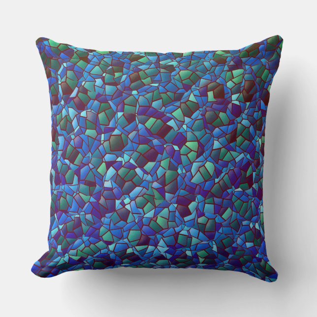 Mosaik aus geflecktem oder geräuchertem lila blau  kissen (Vorderseite)