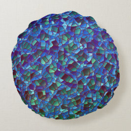 Mosaik aus geflecktem oder geräuchertem lila blau  rundes kissen