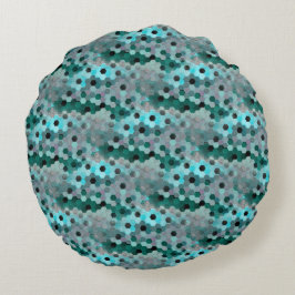 Mosaik aus Hexagonen oder Würfeln in Farbtönen cya Rundes Kissen