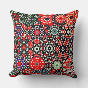 Mosaik aus Kaleidoskop-Hexagon, rot bis schwarz Kissen