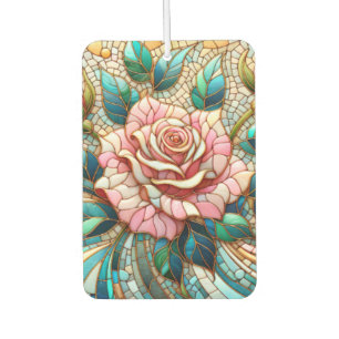 Mosaik aus rosa Rosen in Buntglasoptik Autolufterfrischer