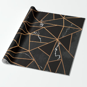 Mosaik aus schwarzem und goldenem Marmor Geschenkpapier