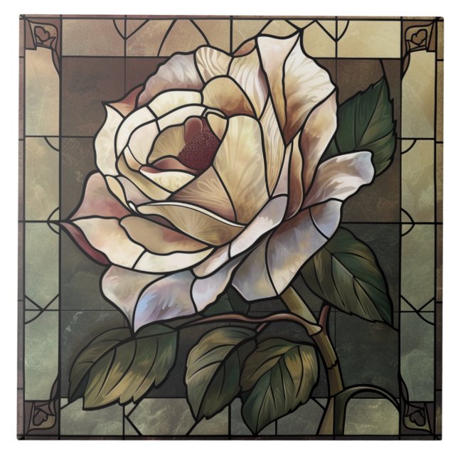Mosaik aus weißem Rose Fliese (Vorderseite)