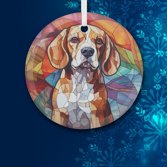 Mosaik Beagle Hound Hund festgehalten Ornament Aus Glas (Von Creator hochgeladen)