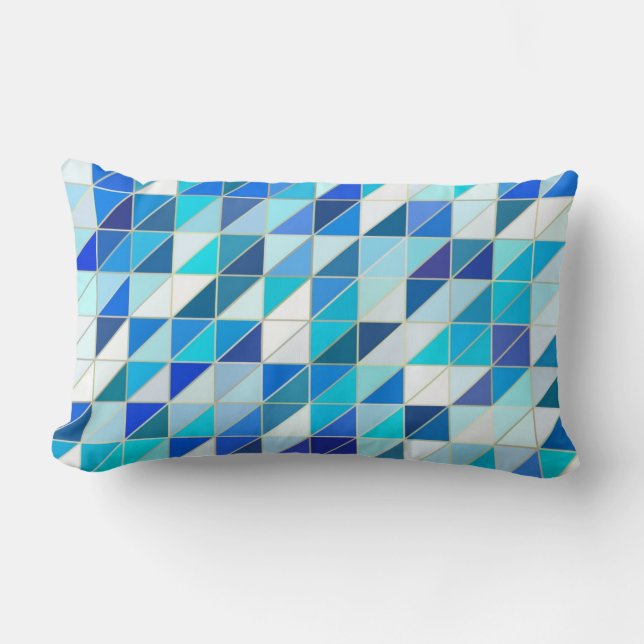 Mosaik - Blau- und Weißtöne Lendenkissen (Vorderseite)