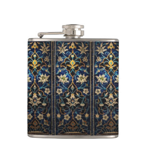 Mosaik Blue & Gold Floral Flask Flachmann