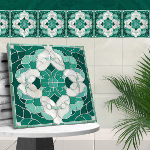 Mosaik blühendes Marmor-Ornament Grün und Weiß Fliese