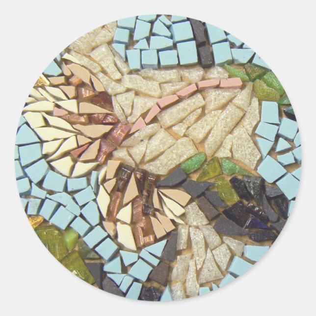 Mosaik-Blume Runder Aufkleber (Vorderseite)