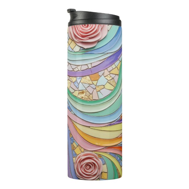 Mosaik-Blumenfarben Thermosbecher (Nach rechts gedreht)
