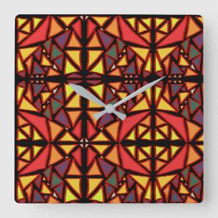 Mosaik Bunte Künstlerische Mehrfarbig Maximalistis Quadratische Wanduhr