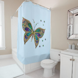 Mosaik Butterfly Blue Duschvorhang