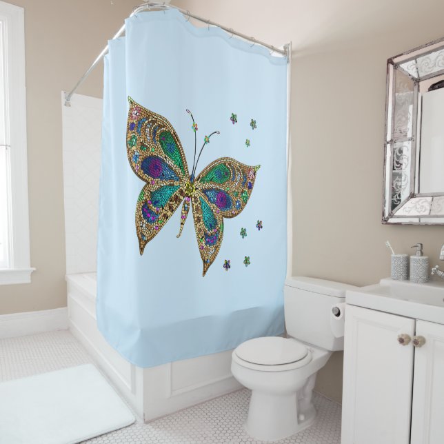 Mosaik Butterfly Blue Duschvorhang (Beispiel)