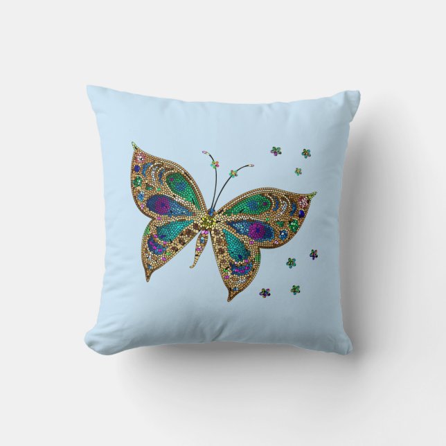 Mosaik Butterfly Blue Kissen (Vorderseite)