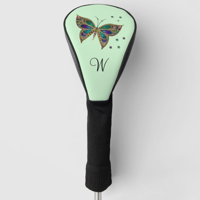 Mosaik Butterfly Green Golf Headcover (Vorderseite)