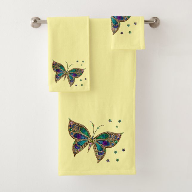 Mosaik Butterfly Yellow Badhandtuch Set (Insitu)