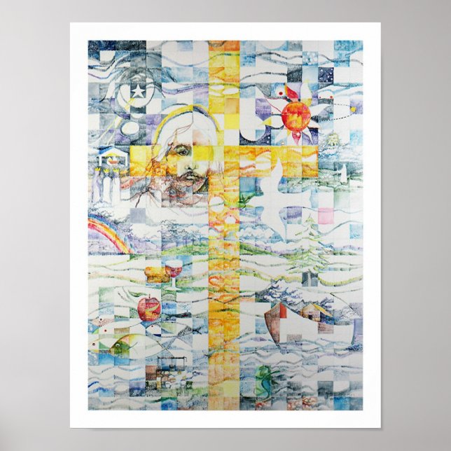 Mosaik des Kreuzes Poster (Vorne)