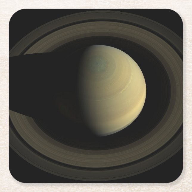 Mosaik des Planeten Saturn und seiner wichtigsten  Rechteckiger Pappuntersetzer (Vorderseite)