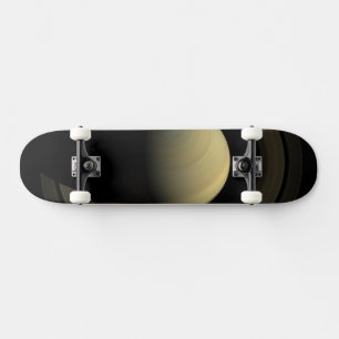 Mosaik des Planeten Saturn und seiner wichtigsten  Skateboard