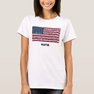 Mosaik-Design der US-Flagge (Schwarzer Text) - T - T-Shirt