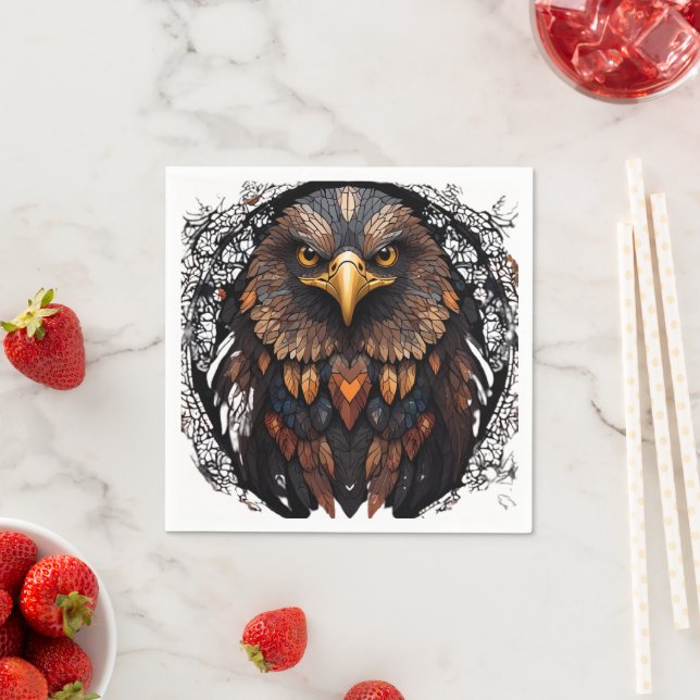 Mosaik Eagle Portrait Rundkissen Serviette (Beispiel)