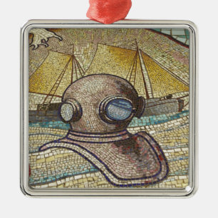 Mosaik eines alten Taucherhelms Ornament Aus Metall