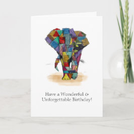 Mosaik Elephant Birthday Card Karte