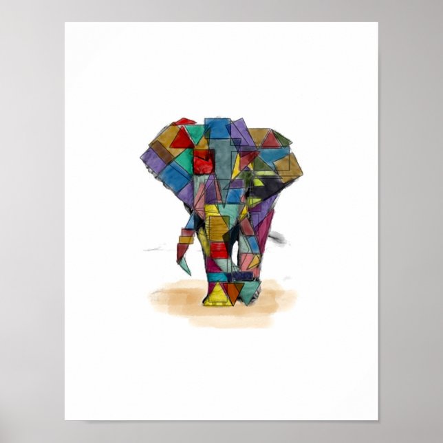 Mosaik Elephant Print Poster (Vorne)