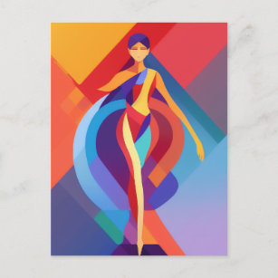 Mosaik, farbige Frau, Vektordesign Postkarte
