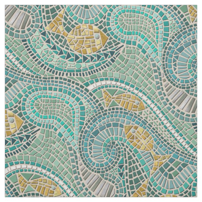 Mosaik-Fisch-Minze Stoff (Muster)