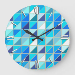 Mosaik-Fliesen - Schatten von Blauem und von Große Wanduhr