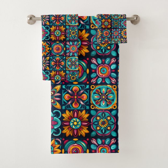 Mosaik Floral Mix Badhandtuch Set (Insitu)